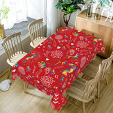 Lofaris Geometric Deers Spark Gift Repeat Red Dining Tablecloth